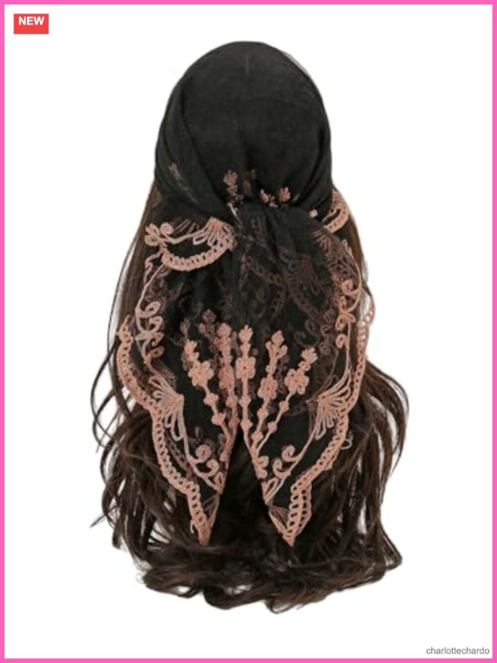 Flower Embroidery Sheer Lace Hair Scarf Bandana One Size